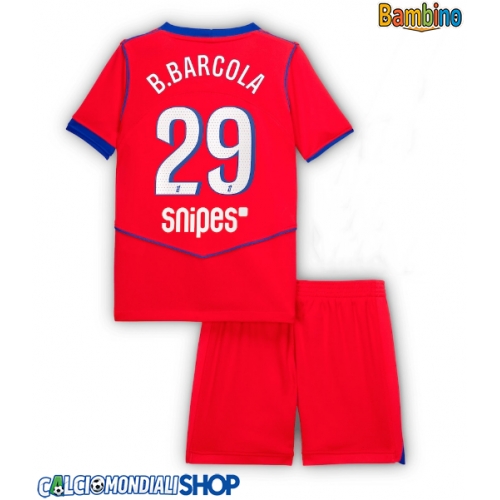 Maglie da calcio Paris Saint-Germain Bradley Barcola #29 Terza Maglia Bambino 2025-26 Manica Corta + Pantaloni corti)